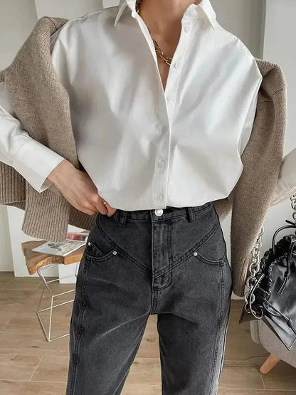 100% Cotton Shirts for Women Spring and Summer Fashion Long Sleeve Shirt Single Breasted Design Casual Loose Blouse for Women    Your Coastal Marketplace | Shoreshopper.com