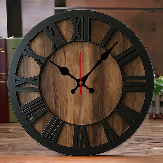 Vintage Theme Wooden Round Silent Hanging Wall Clock, Suitable For Living Room, Office, Study Room, Bedroom, Home Decoration    Home Decor Supply | Online Retail | ShoreShopper.com
