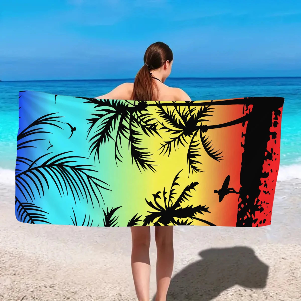 1pc tropical plant printed large beach towel, quick drying absorbent beach towel, swimming, vacation, camping beach towel    Your Coastal Marketplace | Shoreshopper.com