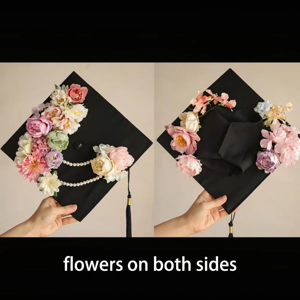 Headwear Doctor Flowers Graduation Cap Master Bachelor Trencher Cap Adjustable Fringe Mortar Board Graduation Party    Your Coastal Marketplace | Shoreshopper.com