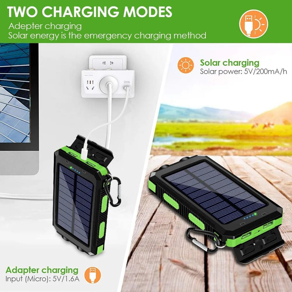 Solar Power Bank 10000mAh Portable Charging Poverbank External Battery Charger Strong Light LDE Light for All Smartphones    Home Decor Supply | Online Retail | ShoreShopper.com
