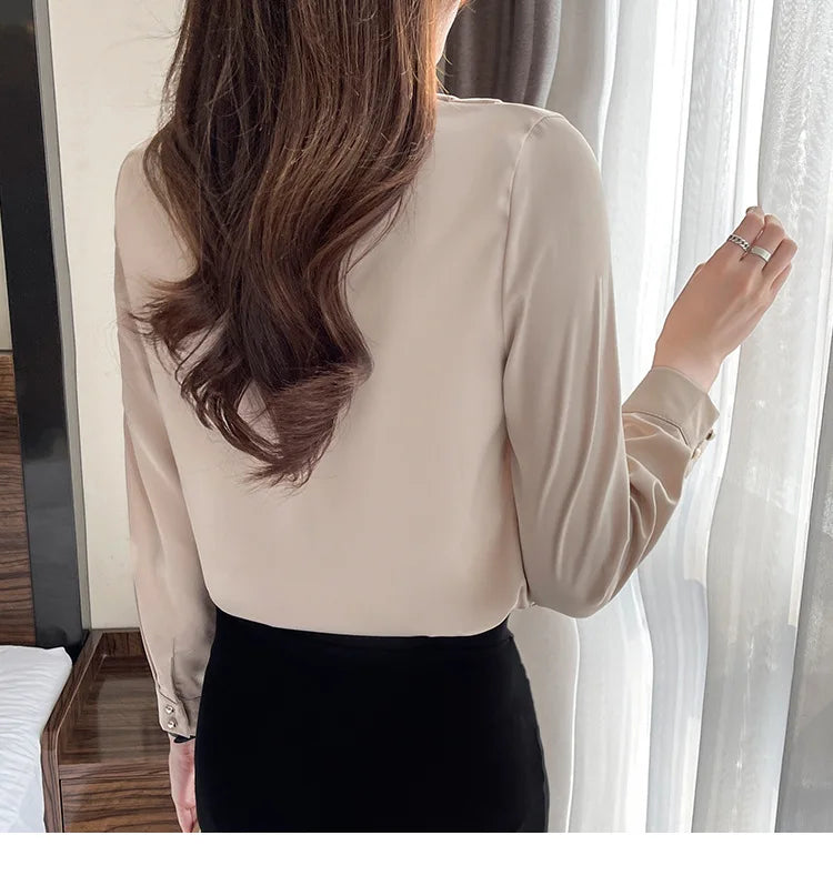 Women's Shirt, New 2026 Spring & Autumn Style, Cross V-Neck Long Sleeve Versatile Top    Your Coastal Marketplace | Shoreshopper.com