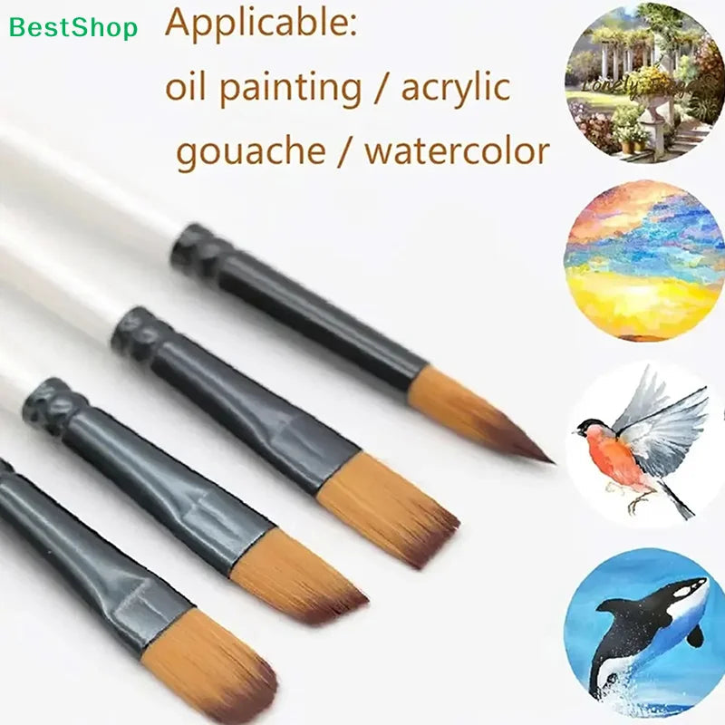 ♥24 Pcs Pearl White Art Paintbrush Set – Nylon Brushes for Oil, Acrylic & Watercolor Painting    Home Decor Supply | Online Retail | ShoreShopper.com