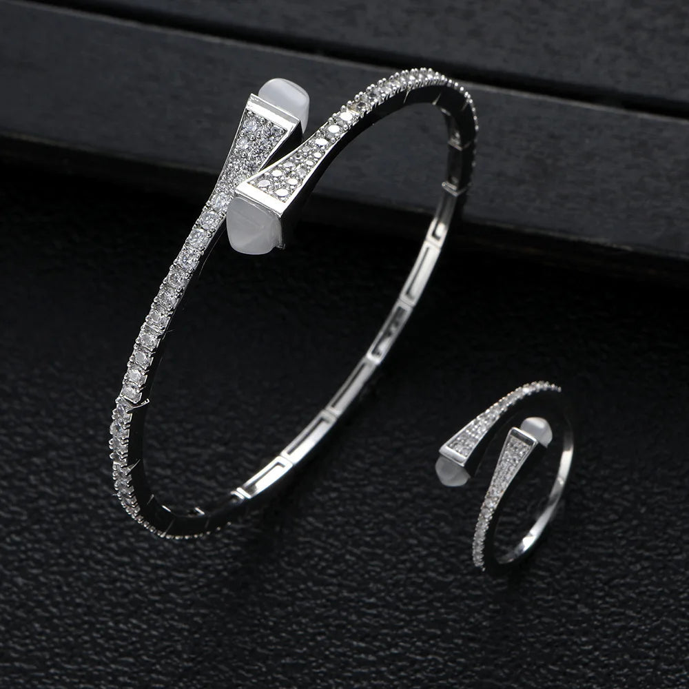 New jerseis Women's Fashion 2 Pcs Bracelet & Ring Set مجموعات المجوهرات Resin Simple Design Gold Open Cuff Bangle Jewelry Set    Home Decor Supply | Online Retail | ShoreShopper.com