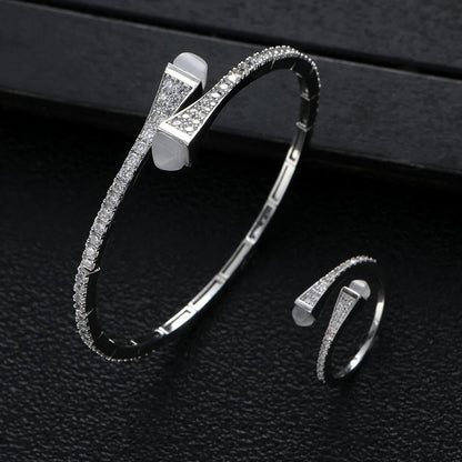 New jerseis Women's Fashion 2 Pcs Bracelet & Ring Set مجموعات المجوهرات Resin Simple Design Gold Open Cuff Bangle Jewelry Set    Home Decor Supply | Online Retail | ShoreShopper.com