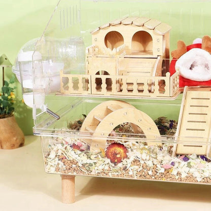 Hamster Habitat Décor Wooden Double-Layer Platform with Ladder Durable Pet Toy Accessory for Gerbil Guinea Pig and Small Animals    Home Decor Supply | Online Retail | ShoreShopper.com