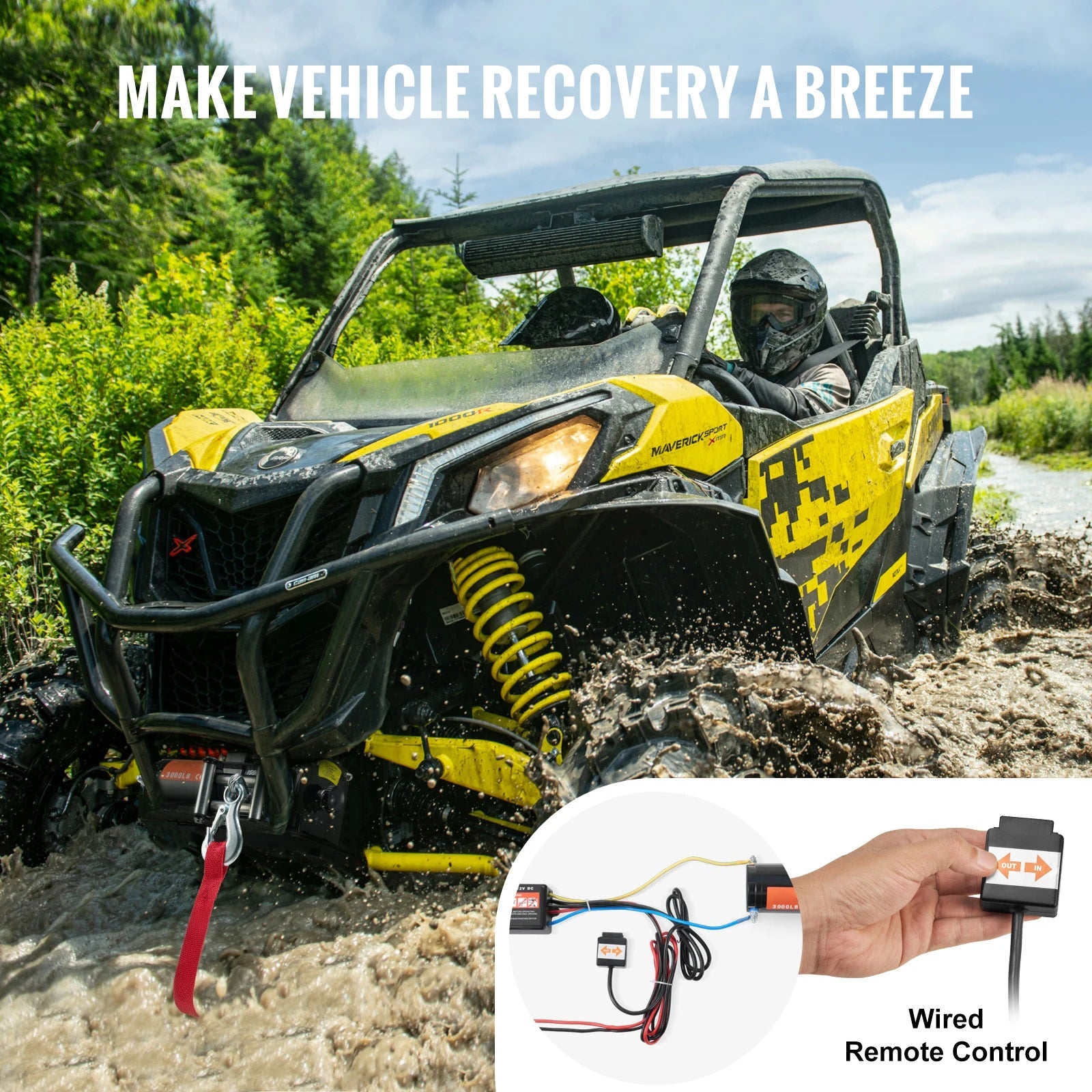 SucceBuy 3000lbs ATV/UTV Electric Winch 12V DC Steel Rope Winch with  39ft Cable Roller Wired Remote Control for Towing Off-Road    Home Decor Supply | Online Retail | ShoreShopper.com