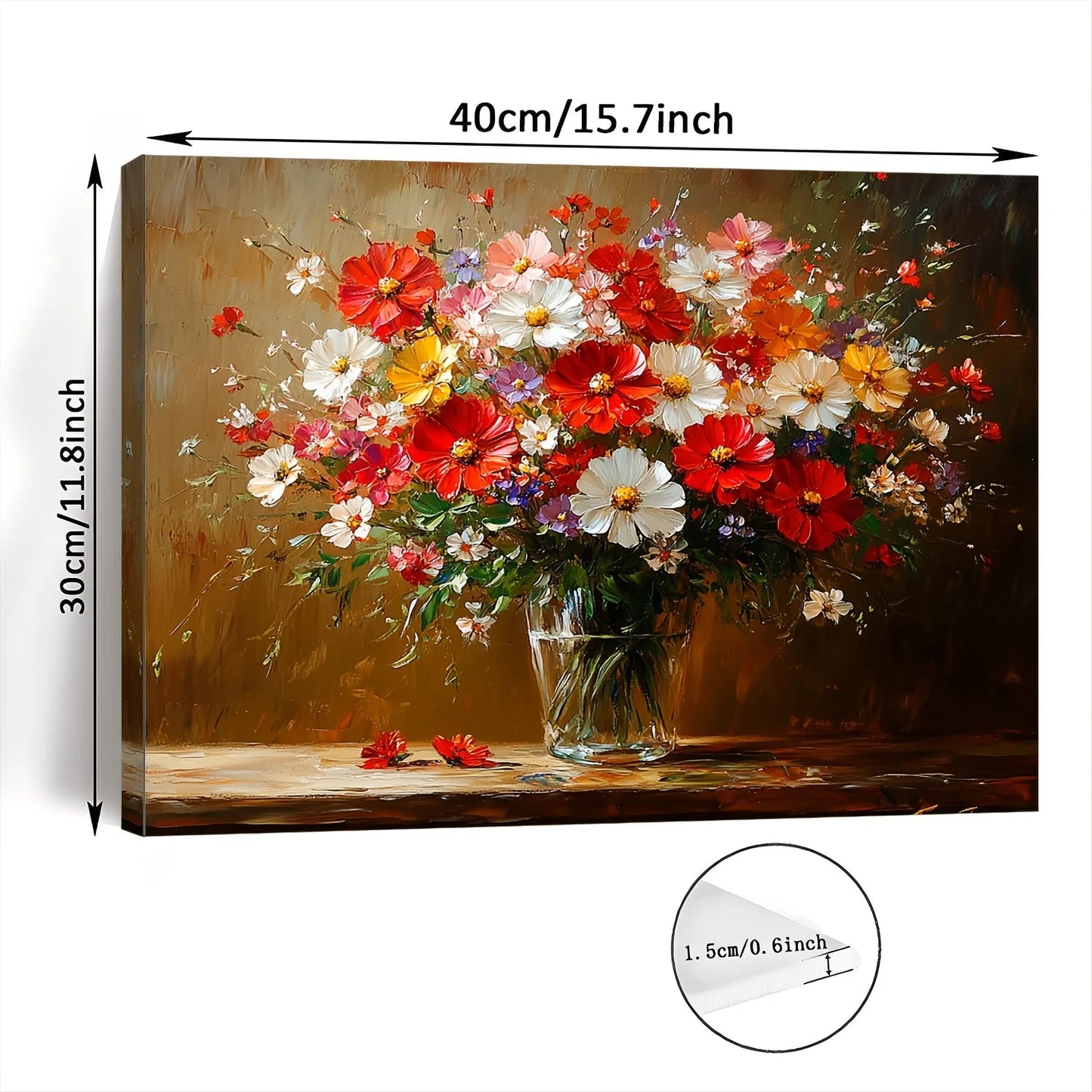 Vibrant Floral Canvas Wall Art - Wooden Framed Colorful Bouquet Print for Home, Office, Living Room, Bedroom, 11.8x15.7 inches    Home Decor Supply | Online Retail | ShoreShopper.com