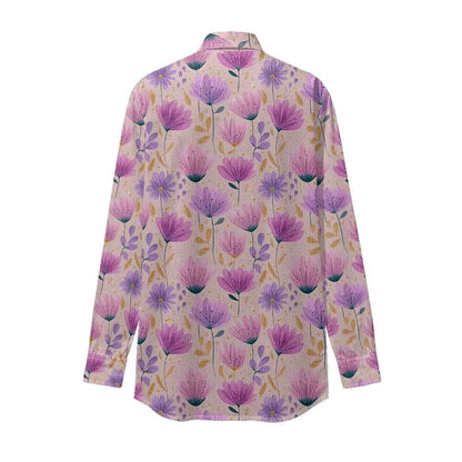 Women Luxury Floral Shirt Gradient Printed Blouse Elegant Button Up Long Sleeve Shirt for Office Casual Spring Summer Trend
