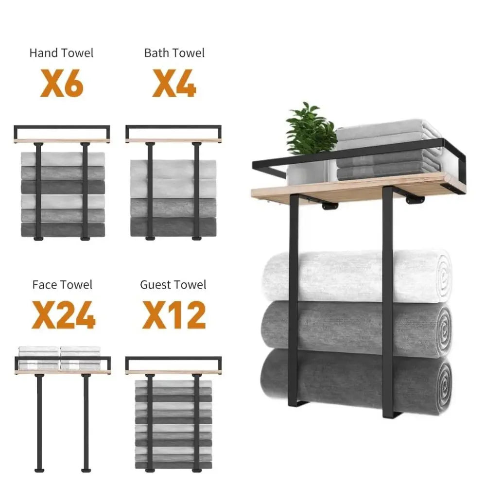 Wood and Iron Bathroom Shelf Rectangle Shape Rust Proof Shower Shelf Large Capacity Space Saving Wall Mounted Shelf    Home Decor Supply | Online Retail | ShoreShopper.com