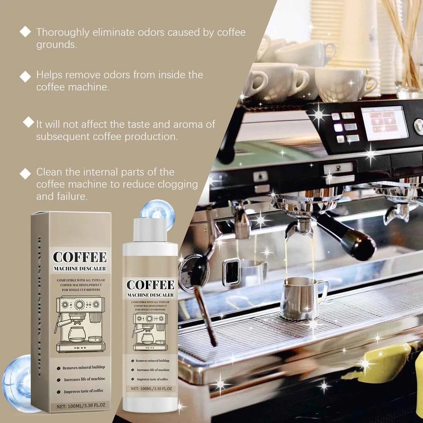 Coffee Machine Cleaning Solution Descaling Agent Get Cleaning All-Purpose Cleaner Kitchen Accessories 1 Bottle 100ml