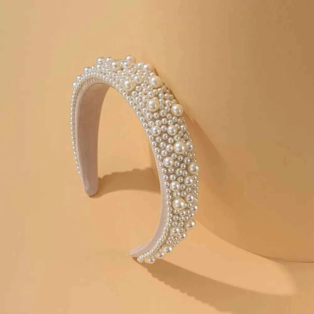 Headband For Women Wedding Bridal Hair Accessories Handmade Wide Hair Hoop Girls Headwear Wedding 2023 Jewelry White Pearl