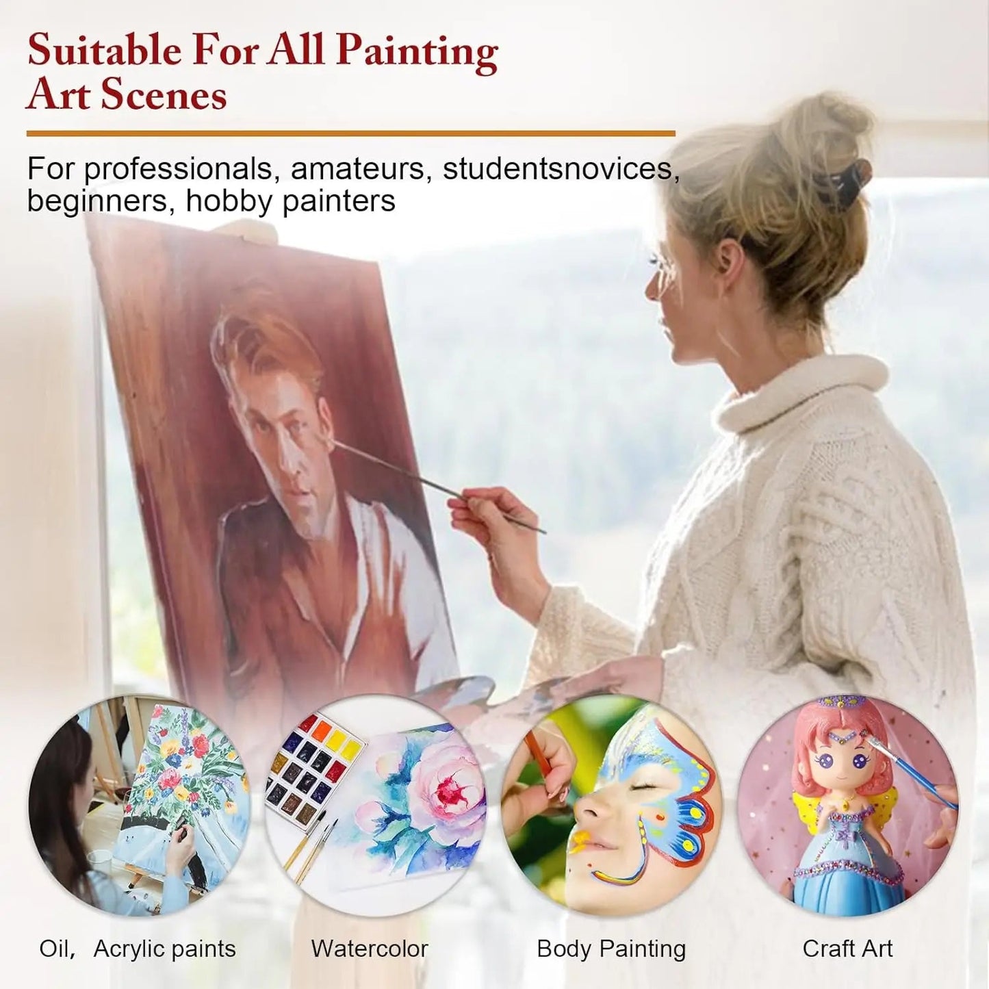 28/32 Pcs Paint Brushes for Acrylic Painting, Premium Nylon Bristles with Round, Filbert, Flat, Fan, Angle, Fine Detail Brush    Home Decor Supply | Online Retail | ShoreShopper.com