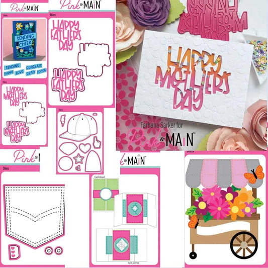 Happy Mother's Day Father's Day Flower Cart Metal Cutting Dies for DIY Decorating Scrapbook Paper Card Album Embossing Craft Die