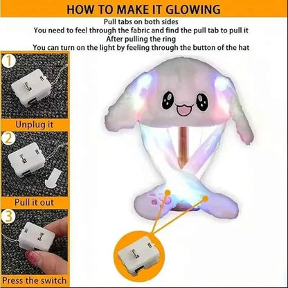 Headwear Daily  Supplies Party Home LED Funny Glowing And Ear Moving Bunny Hat Cap For Women Girls Cosplay Party Holiday Hat