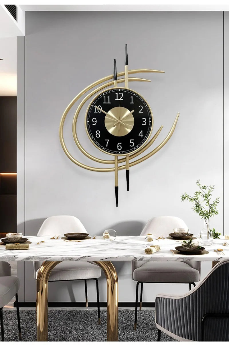 54cm Storm Eye Modern Wall Clock, Large Black Dial Metal Silent Analog Clock, Gold Luxury Decorative for Living Room Bedroom    Home Decor Supply | Online Retail | ShoreShopper.com