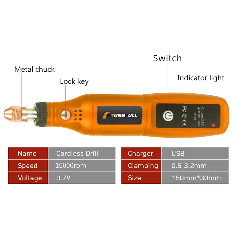 Mini Wireless Drill Rechargeable Polishing Machine DIY Mini Rotary Tool USB Engraving Tool Dremel Tool Mini Engravin Machine - ShoreCo.Shop