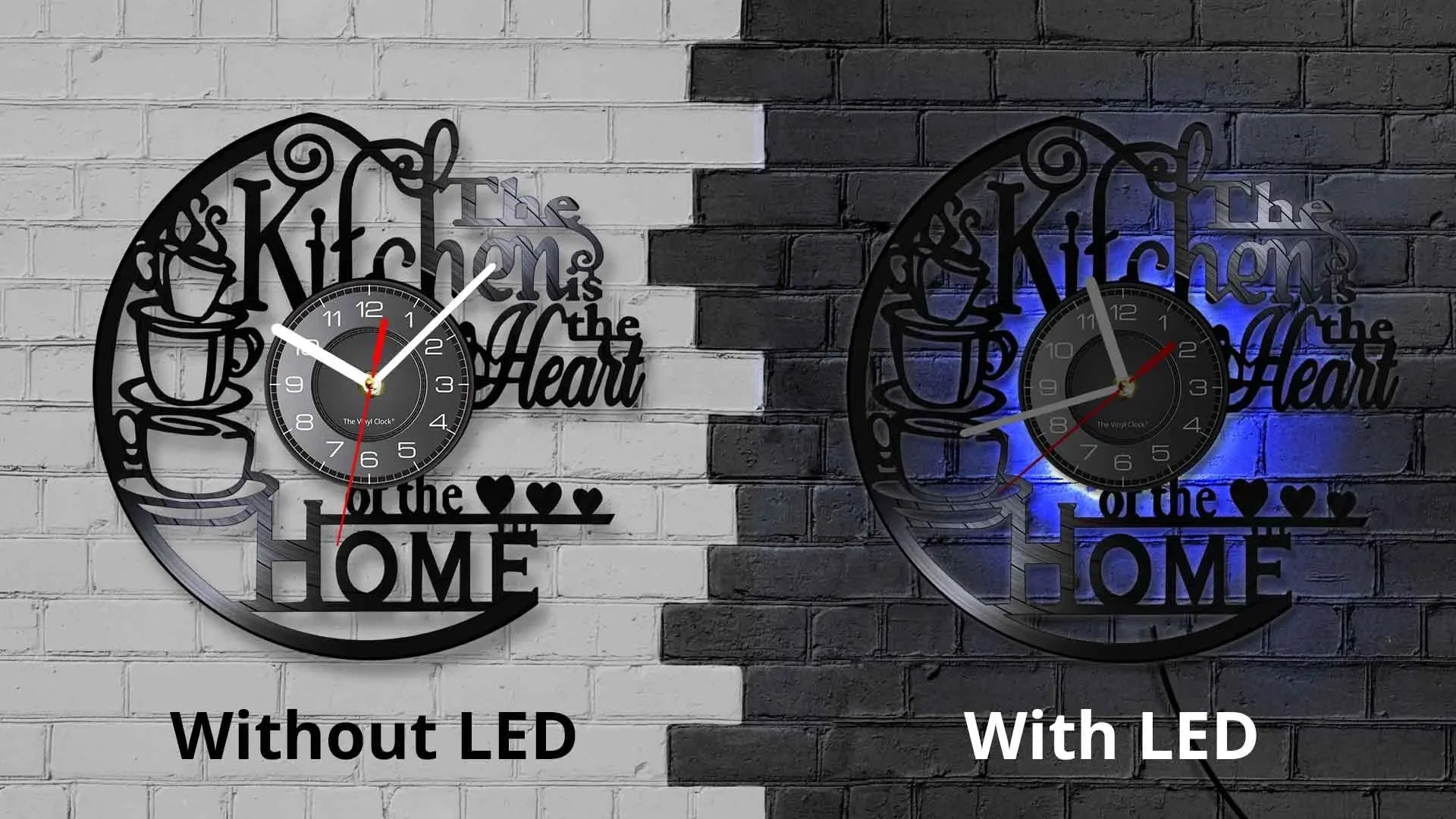 The Kitchen The Heart Of The Home Inspired Vinyl Record Clock Modern Design Vinyl Wall Watch Kitchen Decor Noiseless Timepieces    Home Decor Supply | Online Retail | ShoreShopper.com