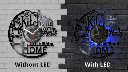 The Kitchen The Heart Of The Home Inspired Vinyl Record Clock Modern Design Vinyl Wall Watch Kitchen Decor Noiseless Timepieces    Home Decor Supply | Online Retail | ShoreShopper.com