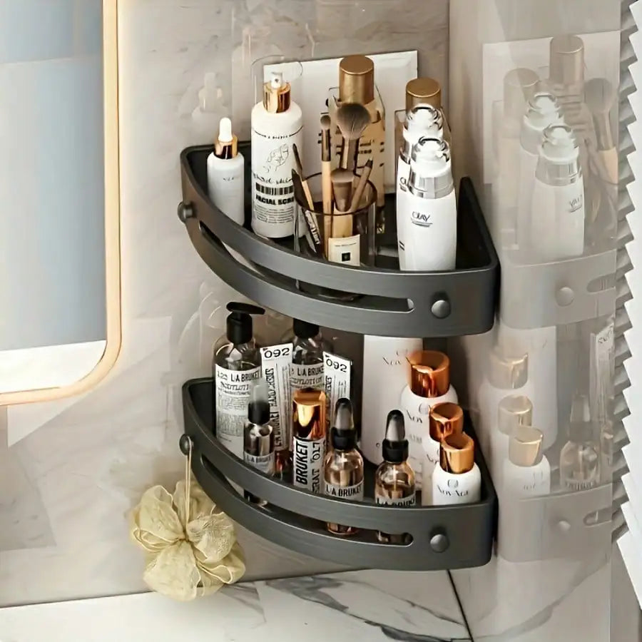1/2Pcs Wall Mounted Corner Rack: No-Drill Black Bathroom Shampoo Towel Holder    Home Decor Supply | Online Retail | ShoreShopper.com