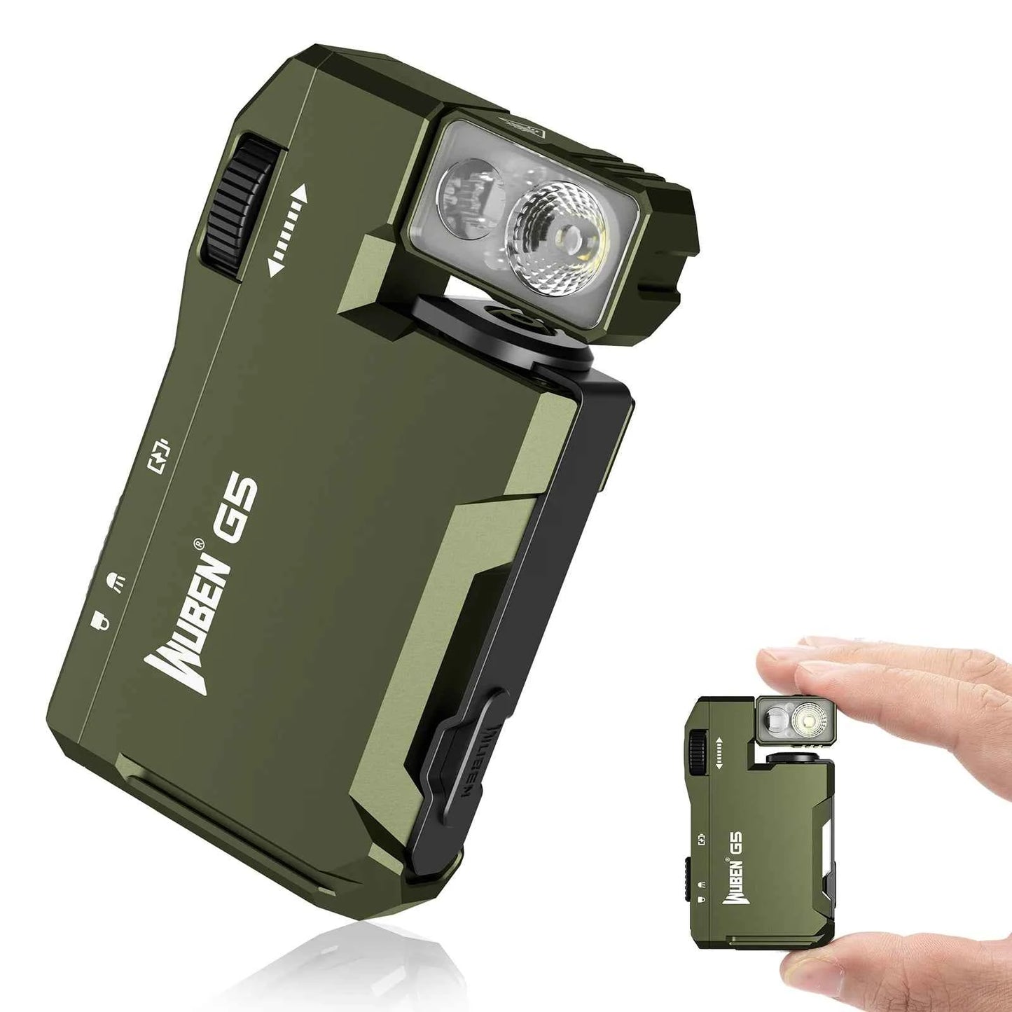 WUBEN G5 Rechargeable EDC Flashlight, 400 Lumens Dual Light Sources Mini Flashlight with RGB Light, Portable Pocket Flashlights