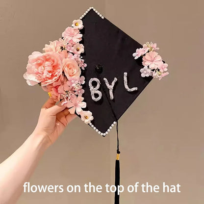 Headwear Doctor Flowers Graduation Cap Bachelor Master Trencher Cap Fringe Charm Ornament Mortar Board University    Your Coastal Marketplace | Shoreshopper.com