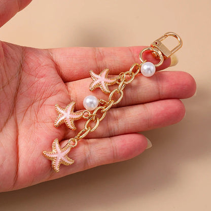Fashion Summer Beach Shell Pearl Starfish Keychain for Women Men Car Key Handbag Purse Hanging Key Chains DIY Accessories    Your Coastal Marketplace | Shoreshopper.com