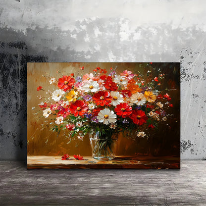 Vibrant Floral Canvas Wall Art - Wooden Framed Colorful Bouquet Print for Home, Office, Living Room, Bedroom, 11.8x15.7 inches    Home Decor Supply | Online Retail | ShoreShopper.com