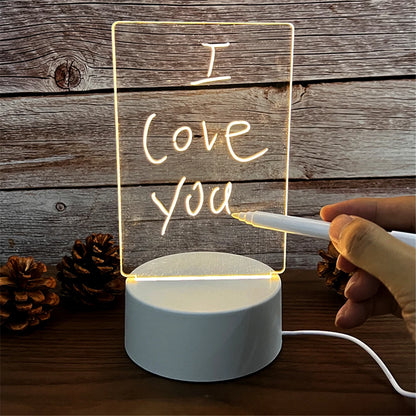 Transparent Luminous LED Night Lights USB Luminous Acrylic Night Light Erasable Write Message Board Calendar Desktop Ornaments - ShoreCo.Shop