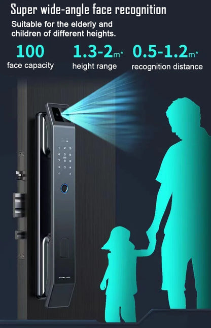 3D Face Recognition Unlock Digital Door Lock With Camera FIngerprint Password Unlock Keyless Electronic Door Lock - ShoreCo.Shop