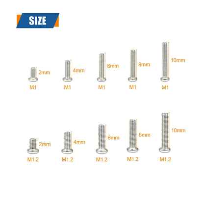 M1 M1.2 M1.4 M1.6 M2.5 M3 304 Stainless Steel Round Head Cross Small Screw Set Metric Thread Machine Bolt Assortment Kit Set    Home Decor Supply | Online Retail | ShoreShopper.com