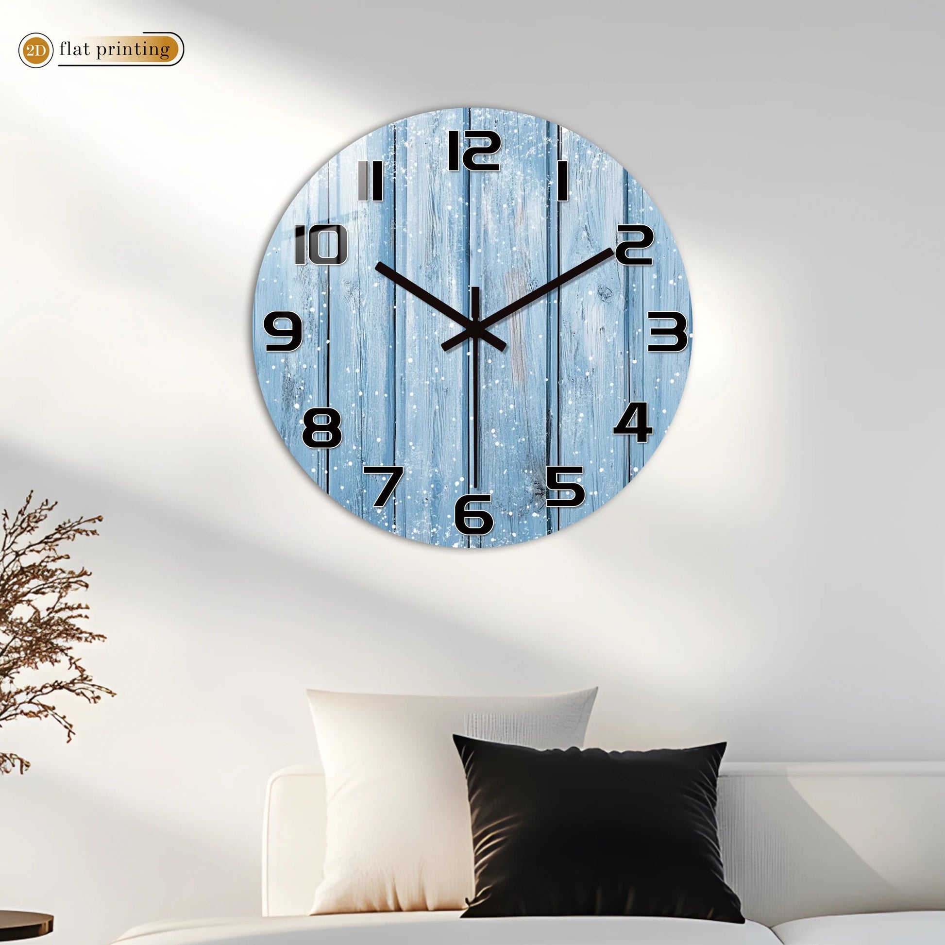 Rustic Blue Wooden Plank Wall Clock with Snowflakes, Winter Theme Home Office Decor, Silent Quartz Movement Decorative Design    Home Decor Supply | Online Retail | ShoreShopper.com