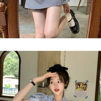 Bow-rinked Striped Shirt for Women Summer French Sweet and Spicy Puff Sleeve Shirt Short Short Sleeve Top    Home Decor Supply | Online Retail | ShoreShopper.com