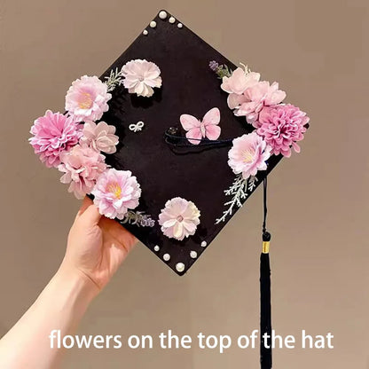 Headwear Doctor Flowers Graduation Cap Bachelor Master Trencher Cap Fringe Charm Ornament Mortar Board University    Your Coastal Marketplace | Shoreshopper.com