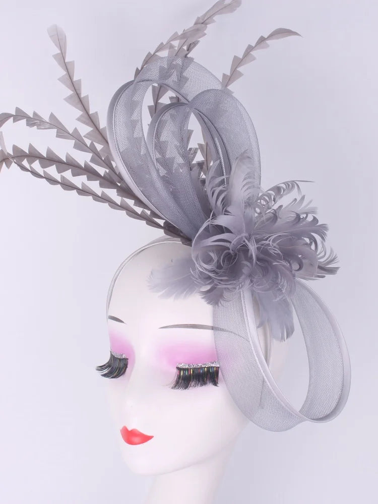 Light blue feather headwear, women's formal event Derby headwear, elegant ladies' hat, fashionable wedding headwear hat    Your Coastal Marketplace | Shoreshopper.com