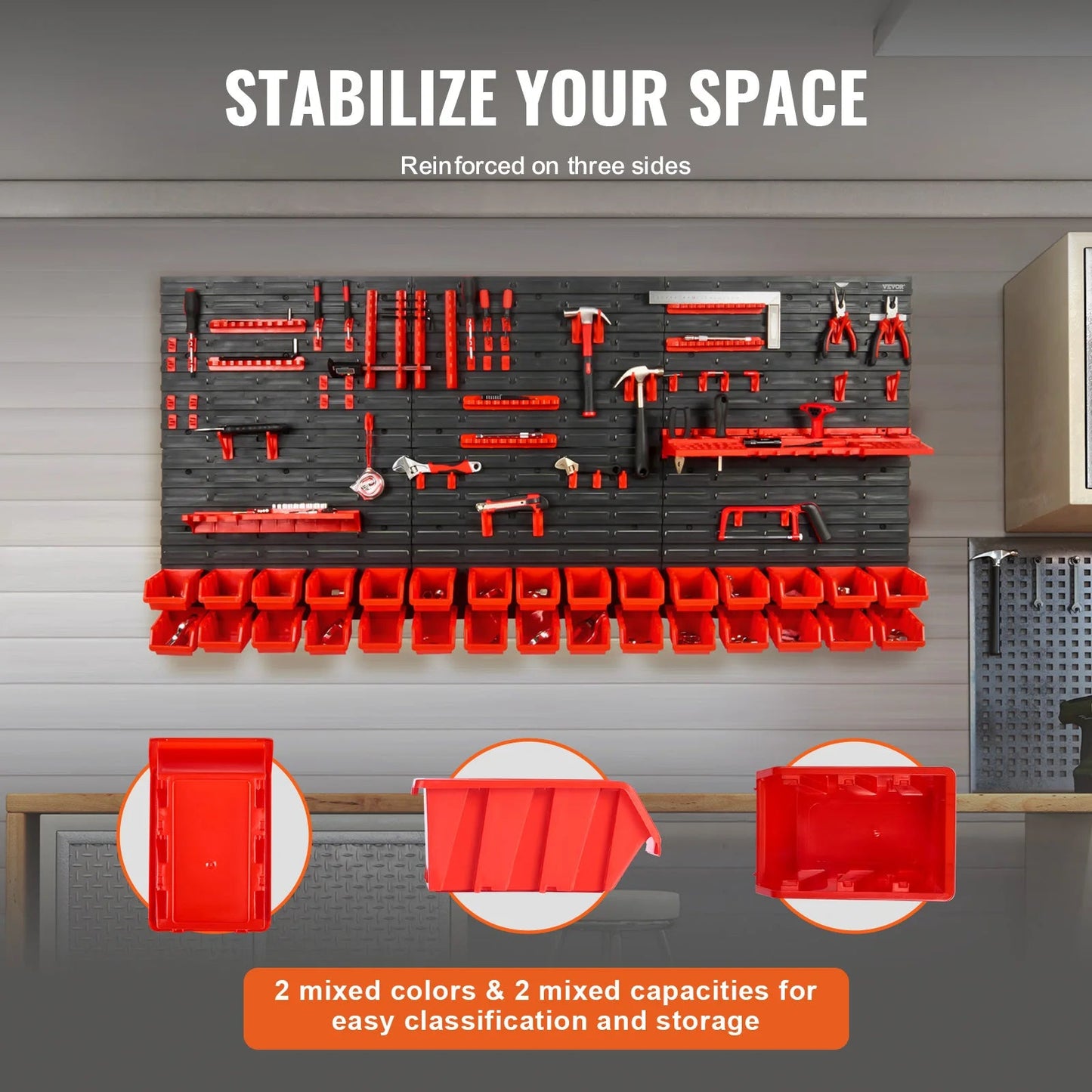 SucceBuy 30Bin Wall Mounted Storage Bins Parts Rack Organizer Garage with Wall Panels Hooks Plastic Shop Tool for Screw Nails    Home Decor Supply | Online Retail | ShoreShopper.com