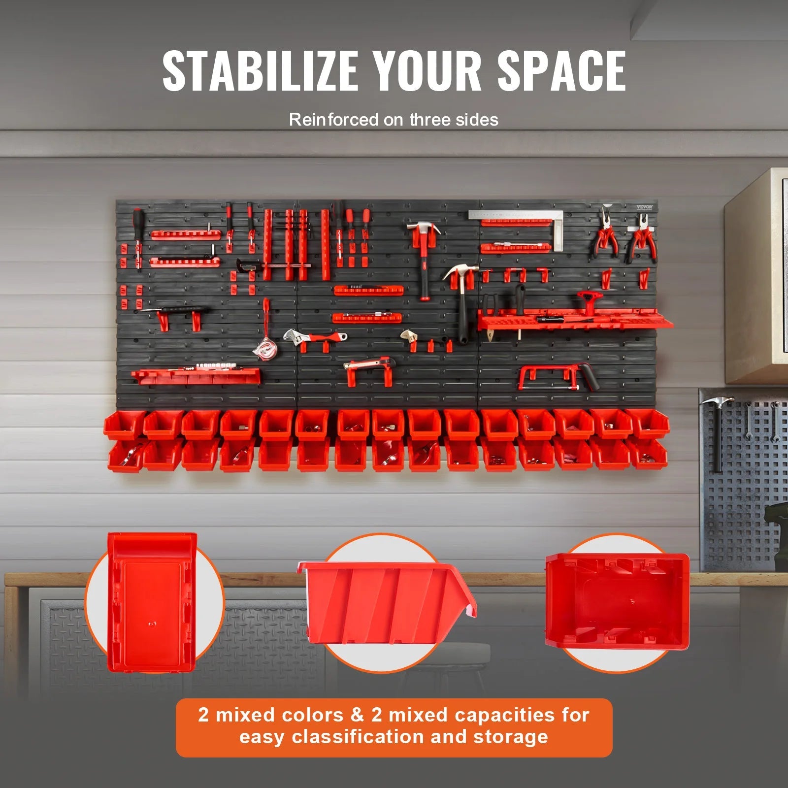 SucceBuy 30Bin Wall Mounted Storage Bins Parts Rack Organizer Garage with Wall Panels Hooks Plastic Shop Tool for Screw Nails    Home Decor Supply | Online Retail | ShoreShopper.com