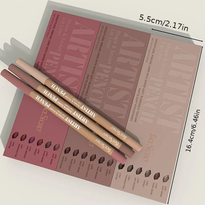 6pcs Velvet Matte Lip Liner Pencils Set Long-Lasting Non-Drying Perfect for Lining Filling Lips Versatile for All Skin Typ - ShoreCo.Shop