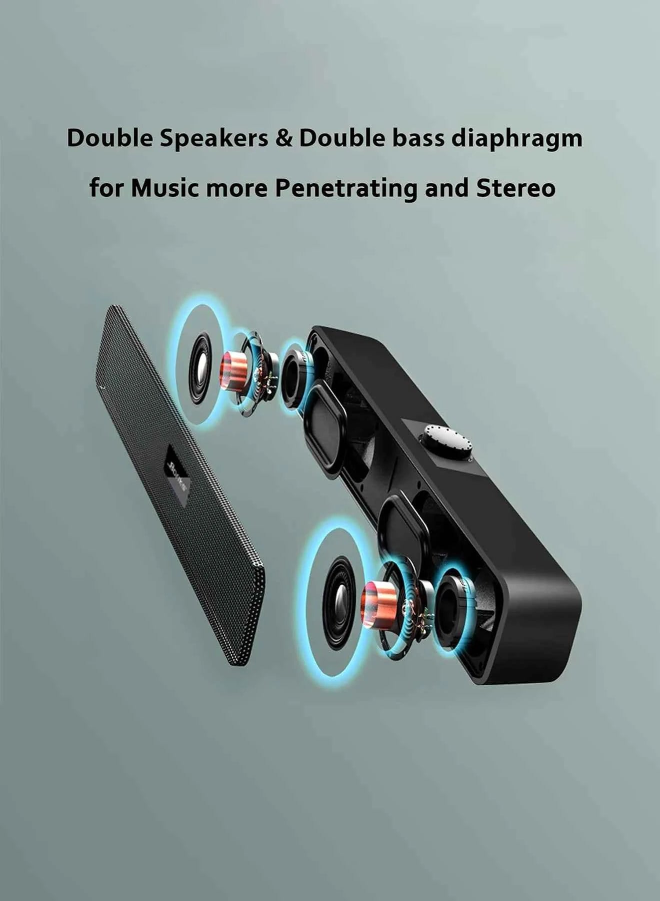 B Computer Speakers with 3.5 mm Aux, Small PC Speakers Powered by USB, USB Soundbar for Monitor，Wired USB Desktop Speaker,