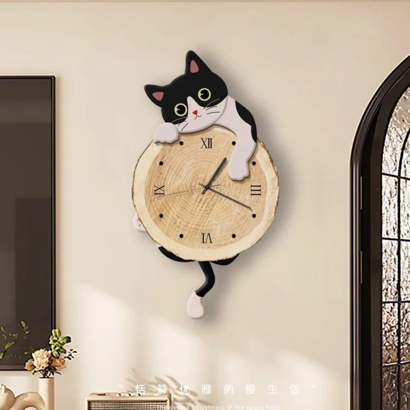 Cartoon Cat Wall Clock Creative Cat Tail Swing Wall Clock Quartz Mute Wall Clock Home Decoration Living Room Bedroom Decoration    Home Decor Supply | Online Retail | ShoreShopper.com