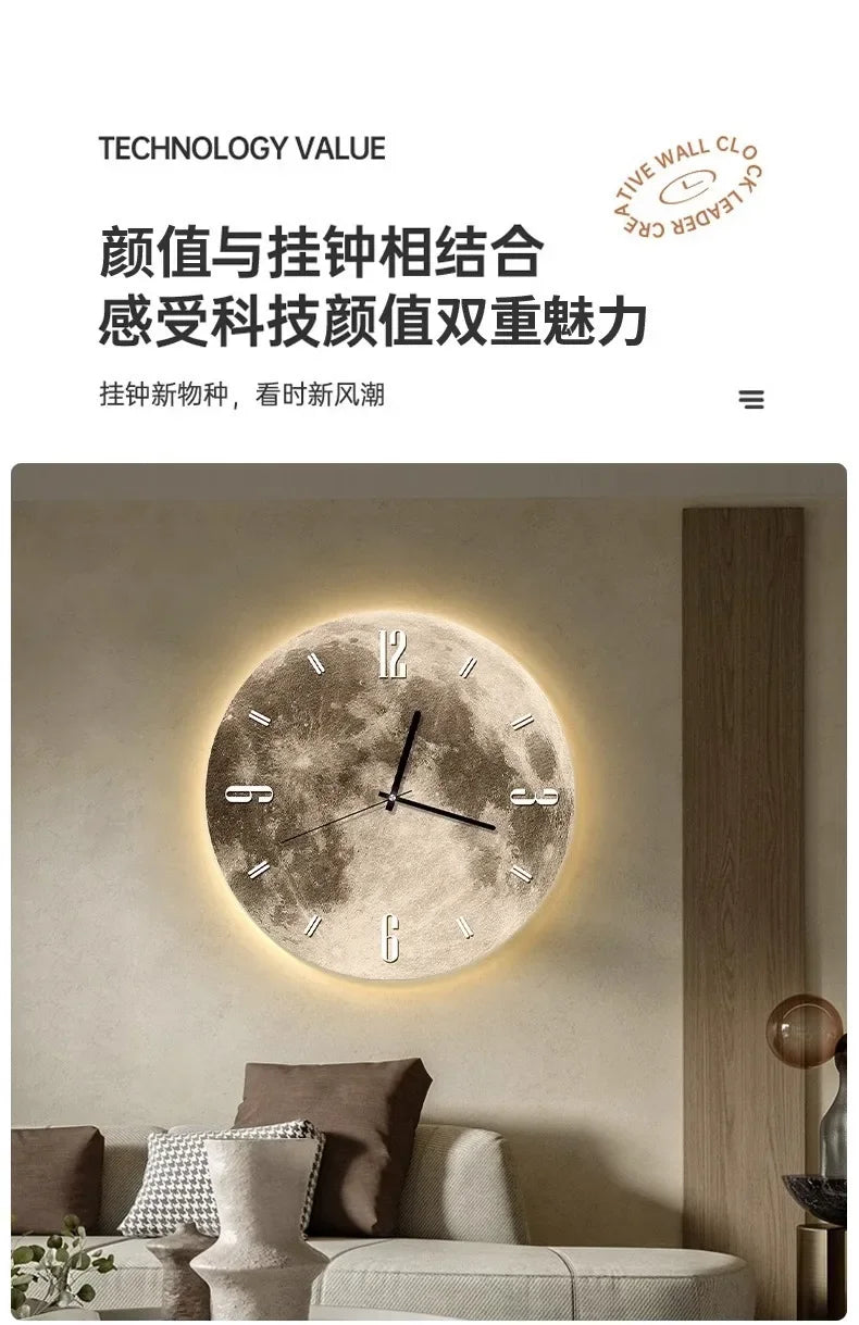 16 Inch Fashions Wall Clock Dining Room Living Moon The Earth Modelling LED Light Silent Movement Bedroom Clock Wall Decoration    Home Decor Supply | Online Retail | ShoreShopper.com