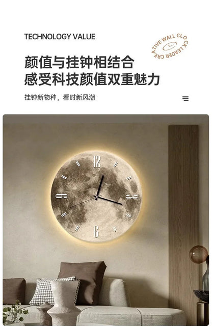 16 Inch Fashions Wall Clock Dining Room Living Moon The Earth Modelling LED Light Silent Movement Bedroom Clock Wall Decoration    Home Decor Supply | Online Retail | ShoreShopper.com