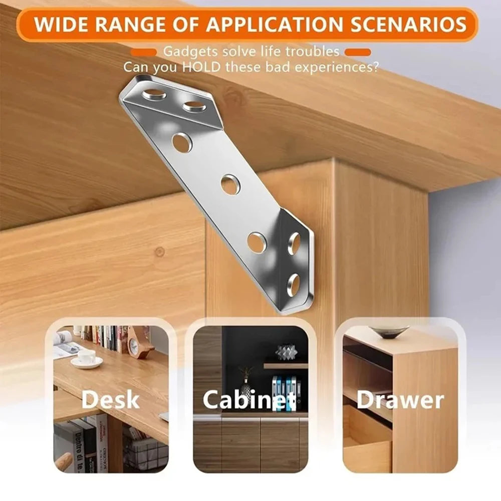 10/20/40/50pcs Thickened Stainless Steel Angle Code 90 Degrees Right Angle Fixed Bracket Furniture Connectors    Home Decor Supply | Online Retail | ShoreShopper.com