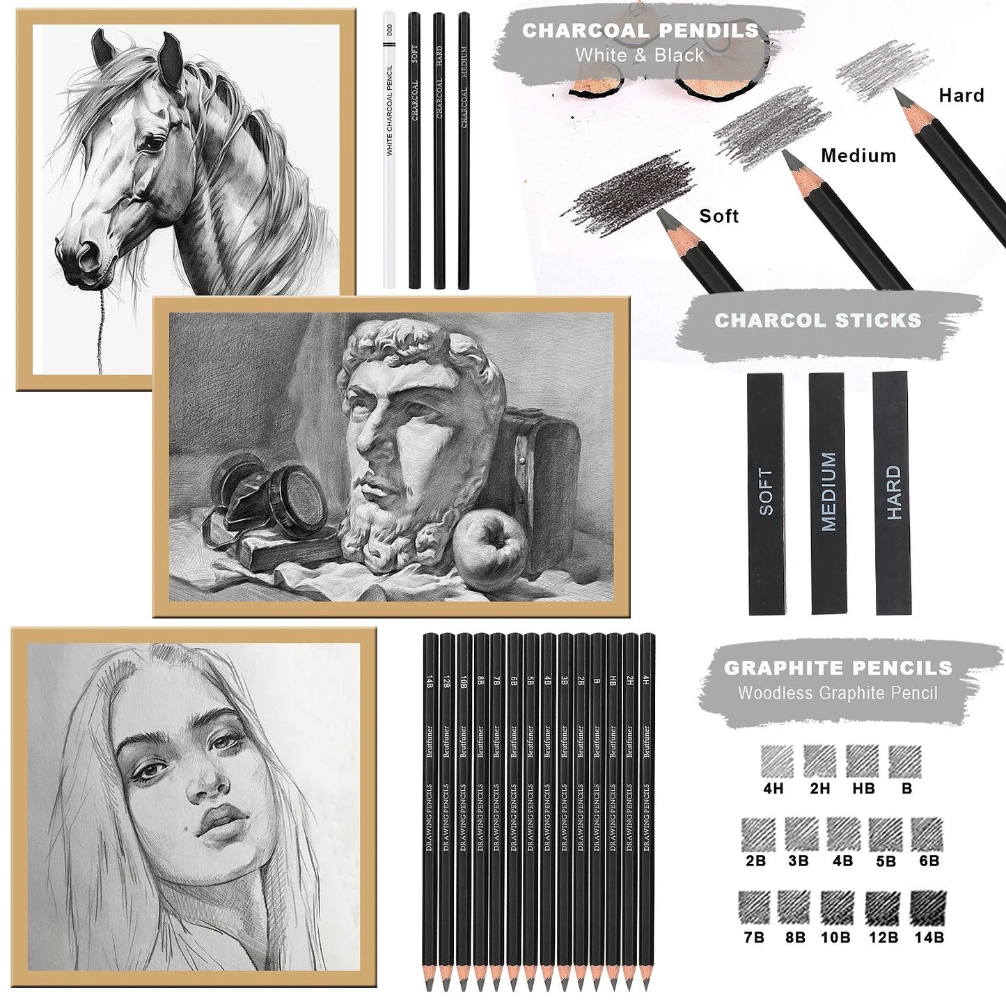 42/46/60/68/72/146pcs Drawing Supplies Sketching Set,Art Kit include Drawing & Colored Pencils.Pro Art Sketch Supplies    Home Decor Supply | Online Retail | ShoreShopper.com