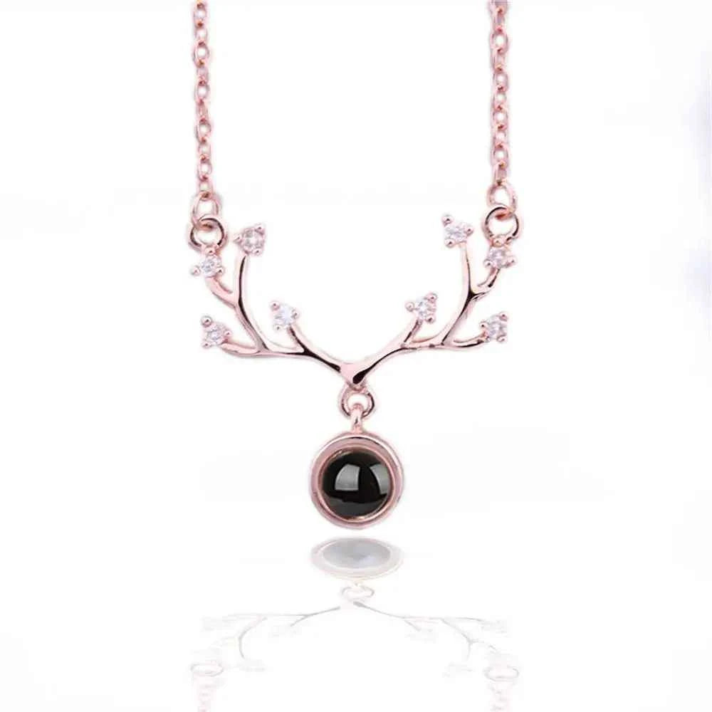 New Letter Necklace 100 Languages I Love You Projection Pendant Necklace Women Jewelry Collier Femme Bijoux Best Friends Gifts