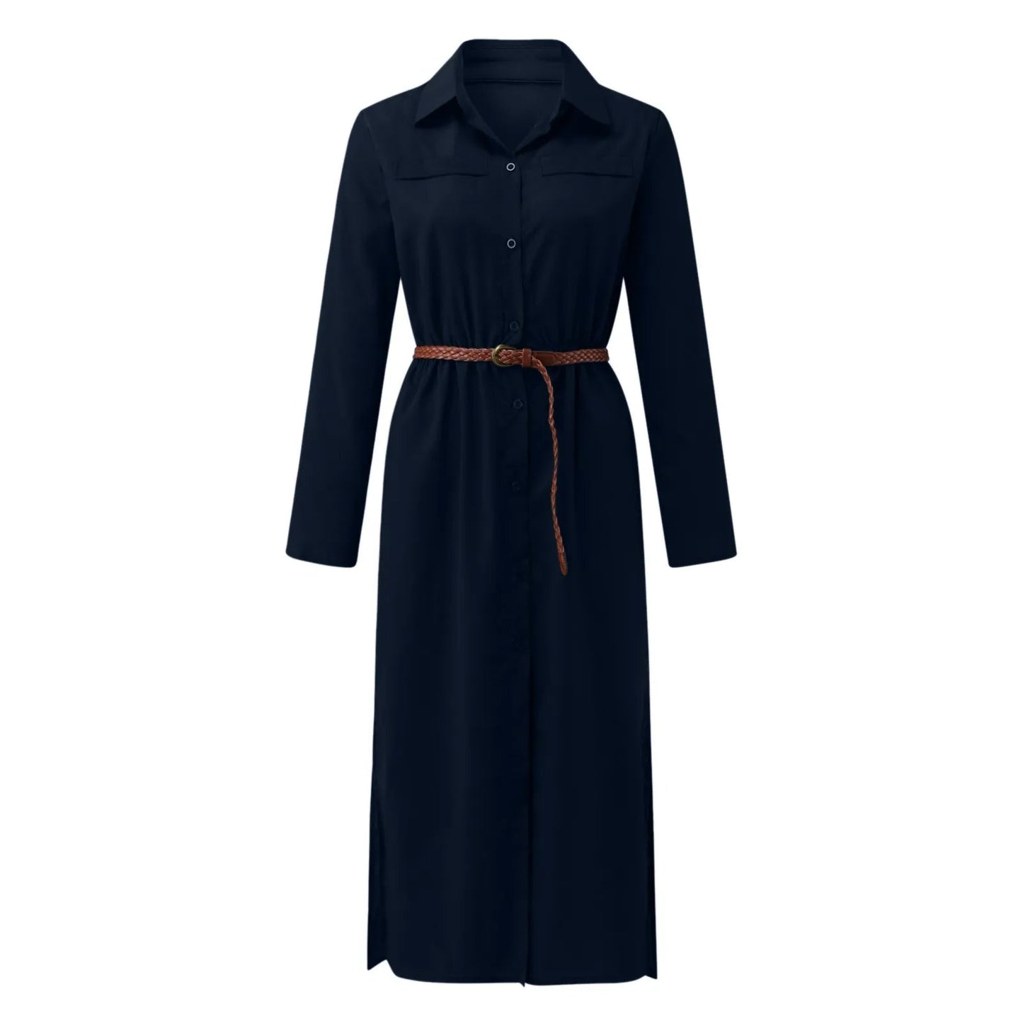 Womens Lace Up Tunic Dresses Summer Streetwear Long Sleeve Shirt Dresses With Belt casual Solid Color Linen Maxi Dress for women    Home Decor Supply | Online Retail | ShoreShopper.com