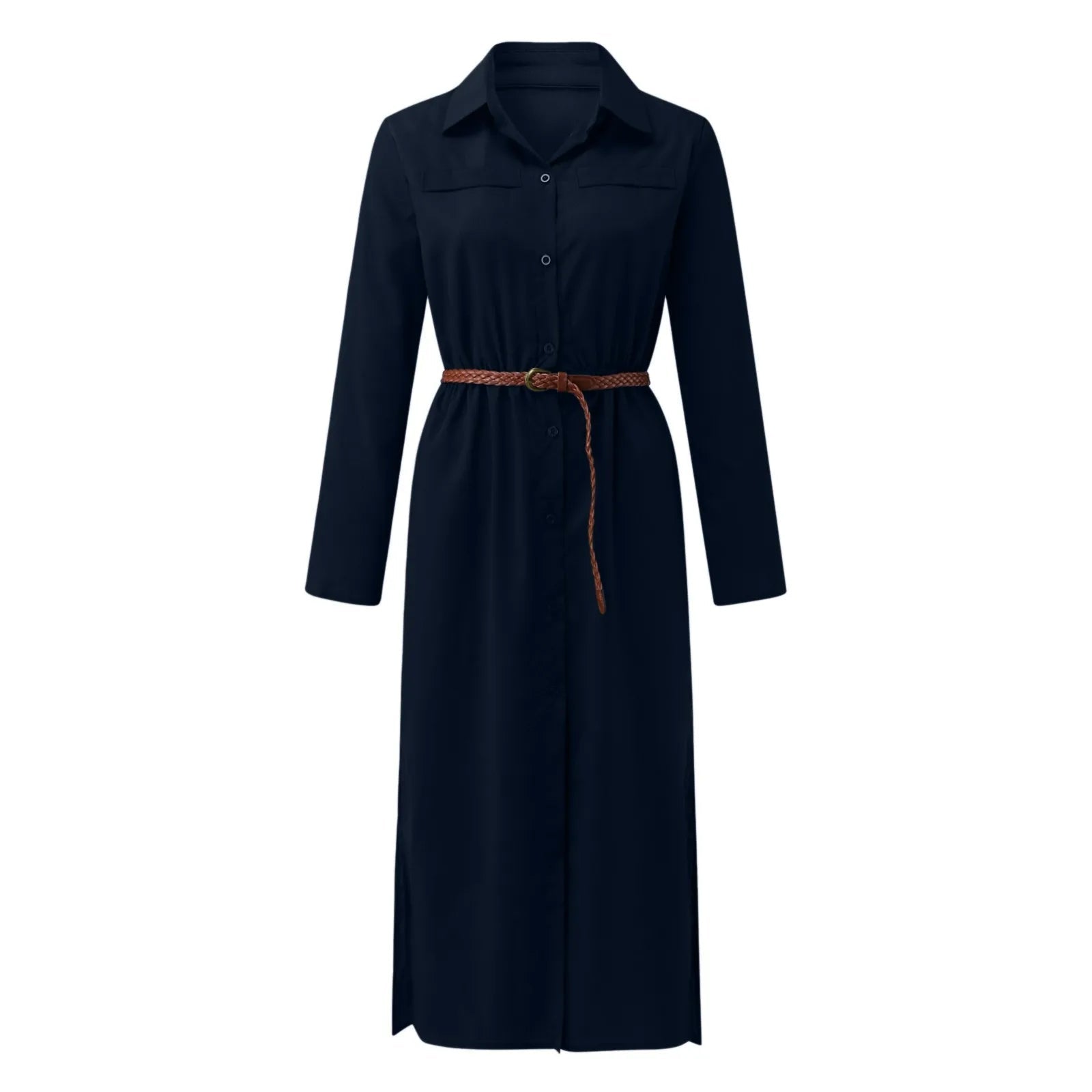 Womens Lace Up Tunic Dresses Summer Streetwear Long Sleeve Shirt Dresses With Belt casual Solid Color Linen Maxi Dress for women    Home Decor Supply | Online Retail | ShoreShopper.com