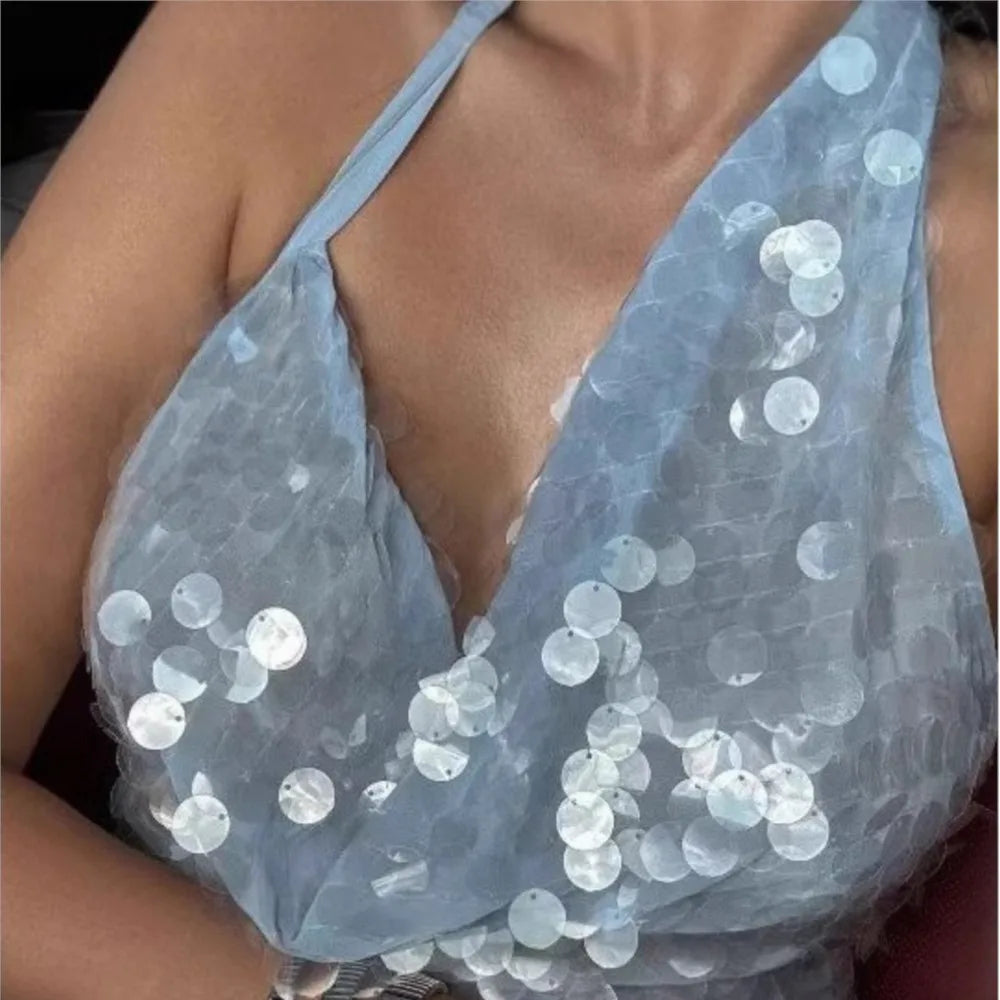Beachwear Party Dresses For Woman Backless Evening Dress Sequin Solid Color Spaghetti Strap Patchwork Robe Simple Style Trendy    Your Coastal Marketplace | Shoreshopper.com
