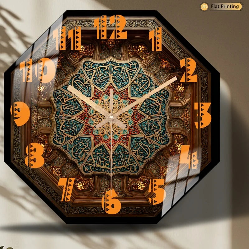 2D-Flat Distinctive Islamic Calligraphy Octagon Intricate Geometric Wall Clock for Office Kitchen Halloween Mother's Day Gifts    Home Decor Supply | Online Retail | ShoreShopper.com