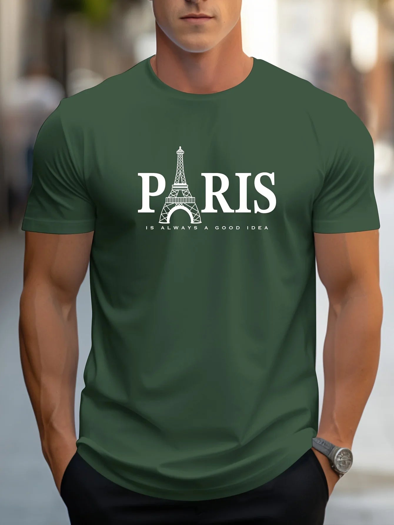 Summer Men's T Shirt Short Sleeve Paris Pattern Print Casual O-Neck Oversized Pullover Fashion Streetwear Male Clothing T-Shirts    Home Decor Supply | Online Retail | ShoreShopper.com